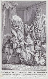 Caricatura francesa satirizando los peinados femeninos de la época de (after) French School