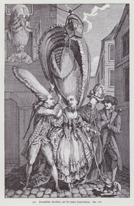 Caricatura francesa satirizando los peinados femeninos de la época de (after) French School