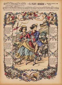 Il Pleut, Bergere (grabado coloreado) de (after) French School