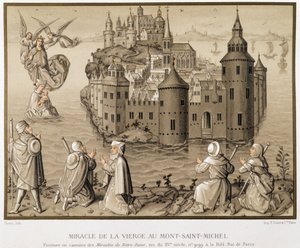 Milagro de la Virgen en el Mont-Saint-Michel - facsímil de un cuadro de camaieu de los "Milagros de Nuestra Señora" de (after) French School