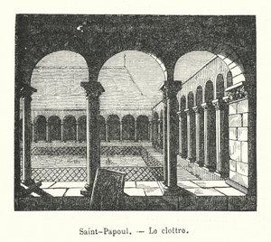 Saint-Papoul, El claustro (grabado) de (after) French School