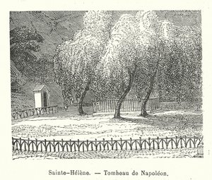 Sainte-Helene, tumba de Napoleón (grabado) de (after) French School