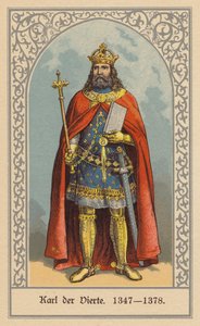 Carlos IV, Rey de Bohemia y Alemania y Emperador del Sacro Imperio Romano Germánico (litografía en color) de (after) German School
