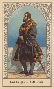 Carlos V, Emperador del Sacro Imperio Romano Germánico (litografía en color)