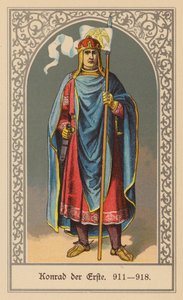 Conrado I de Alemania, rey de Francia Oriental (litografía en color) de (after) German School