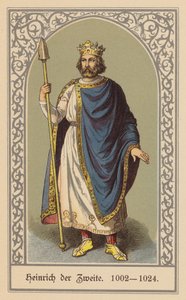 Enrique II, Emperador del Sacro Imperio Romano Germánico (litografía en color) de (after) German School