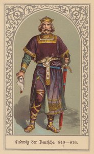 Luis el Alemán, rey de Francia Oriental (litografía en color) de (after) German School