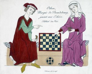 Othon, Marqués de Brandeburgo, jugando al ajedrez - Alemania siglo XIII. de (after) German School