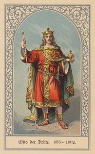 Otón III, rey de Alemania e Italia y emperador del Sacro Imperio Romano Germánico (litografía en color) de (after) German School