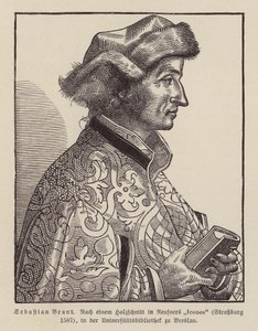 Sebastian Brant, humanista y escritor satírico alemán del Renacimiento. (xilografía)