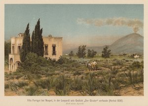 Villa Ferrigni, cerca de Nápoles (litografía en color) de (after) German School