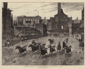 Carreras de caballos en Roma durante el Carnaval de (after) Italian School
