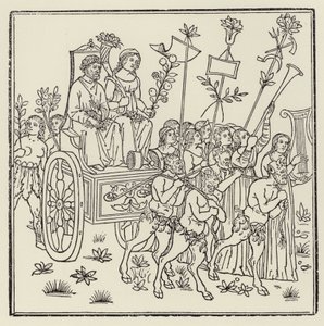 Procesión tirando de un carro (xilografía) de (after) Italian School