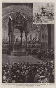 La Primera Representación del Oratorio de Don Lorenzo Perosi, "La Resurrección de Cristo," en la Basílica de San Ambrosio en Milán (litografía) de (after) Italian School