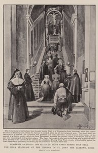La Escalera Santa en la Iglesia de San Juan de Letrán, Roma (litografía)