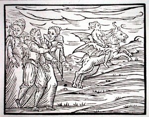 Bruja montada en una cabra diabólica, copia de una ilustración de 