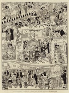 Una Navidad inglesa según lo representado por un artista japonés (grabado) de (after) Japanese School