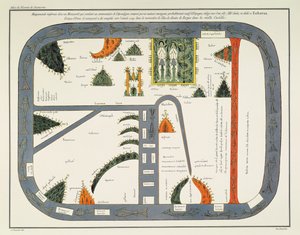 Mapa del mundo, procedente de un manuscrito de un Comentario al Apocalipsis, escrito hacia 787 y copiado hacia 1109 en el Monasterio de Silos, Burgos, España (litografía) de (after) Spanish School