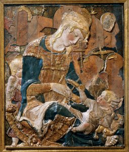 Madonna y Niño, bajorrelieve (terracota) de (attr. to) Donatello