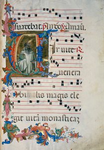 Inicial iluminada con la figura de San Romualdo (Corale 8, c. 76), para el libro de coro 8 de Santa Maria degli Angeli de (c.1370 1425) Lorenzo Monaco