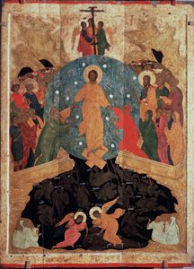 El descenso al infierno. Episodio de la Resurrección, inmediatamente después de su muerte, Cristo descendió a las puertas del reino de los muertos (limbo) donde las almas vegetan mientras esperan la visión beatífica, para liberar las almas de los judíos. de (c.1440 1502) Dionisius the Wise