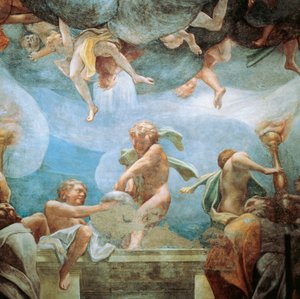 Efebos en el balcón, detalle de la Asunción de la Virgen de (c.1489 1534) Correggio