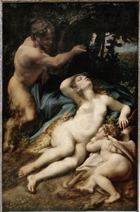 Júpiter y Antíope (o Venus con cupido y un sátiro) de (c.1489 1534) Correggio