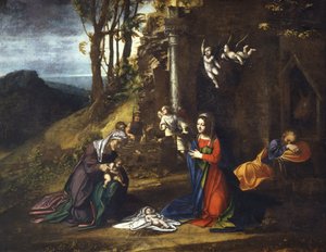 Natividad de Jesús con Santa Isabel y el joven San Juan Bautista de (c.1489 1534) Correggio