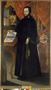 Retrato del Príncipe Dmitriy, Monje del Monasterio de las Cuevas de Kiev (Ucrania). (Retrato del Príncipe Dimitriy, Monje del Monasterio de las Cuevas de Kiev). Retrato de un monje ortodoxo, de pie frente a su escritorio, estudiando un libro abierto frente