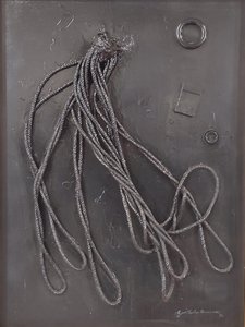 G. C. Riccardi, Combustione n. 3, 1990, Técnica mixta sobre lienzo, 60x80, Arpino, Fundación Umberto Mastroianni, Italia. de Gian Carlo Riccardi