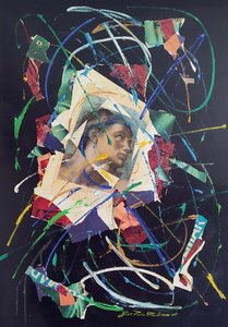 G. C. Riccardi, Adamo, 1986, Técnica mixta sobre lienzo, 70x100, Italia. de Gian Carlo Riccardi