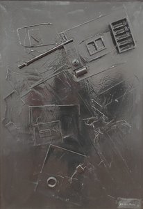 G. C. Riccardi, Combustione n. 1, 1977, Técnica mixta sobre lienzo, 60x80, Arpino, Fundación Umberto Mastroianni, Italia. de Gian Carlo Riccardi