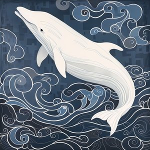 Delfín en un fondo azul surrealista, Nautical Wall Decor, impresiones artísticas personalizadas de F. Abderrahim