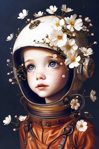 niño astronauta en el planeta Flores, tamaños de impresión de imágenes personalizadas de F. Abderrahim
