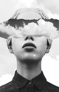 Arte collage de papel, nube y retrato abstracto de mujer, impresiones artísticas sobre lienzo online de F. Abderrahim