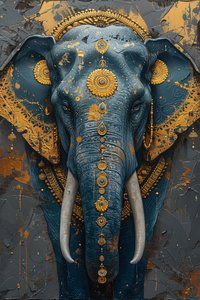 Pintura abstracta elefante indio azul majestuoso para las impresiones modernas del arte de la pared decorotation de F. Abderrahim