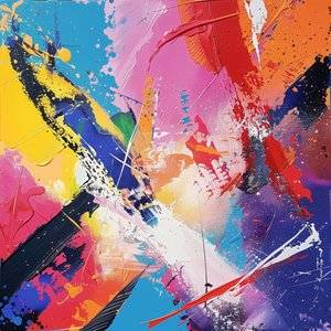 vibrante y colorida pintura abstracta al óleo sobre lienzo para impresiones de pared moderna de F. Abderrahim