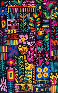 Impresión bajo demanda : pintura ingenua de colores vivos para dormitorio Decoración de pared de F. Abderrahim