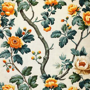 Custom Wall Art  Décor : Bloque floral verde y naranja de F. Abderrahim