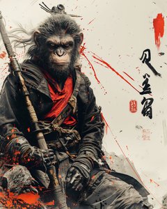 Póster Manga decorativo e impresiones artísticas de pared : Mono Samurai manga de F. Abderrahim