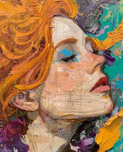 Pintura abstracta una mujer con el pelo rojo Retrato Arte de la Pared impresiones para la venta de F. Abderrahim