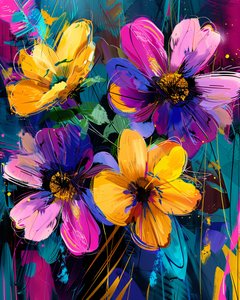 Pintura abstracta dibujada a mano jardín y flores | online canvas art prints