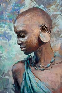 African tribe girl with traditional costume | Impresiones abstractas figurativas de F. Abderrahim
