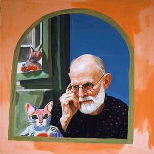 Cat  An artist looking in a mirror, Impresiones en lienzo contemporáneas y arte mural de F. Abderrahim