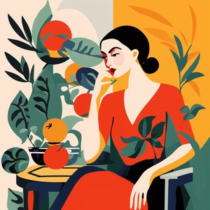 Matisse estilo pintura niñas en silla | online framed wall art prints de F. Abderrahim