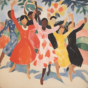 Pintura minimalista de niños bailando | Custom Canvas Prints de F. Abderrahim