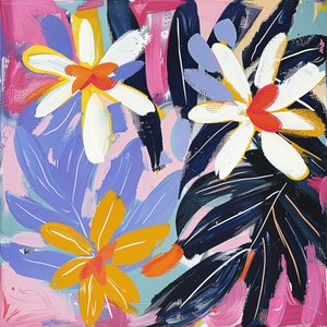 Abstract snow flowers living room wall decoration | online art prints de F. Abderrahim