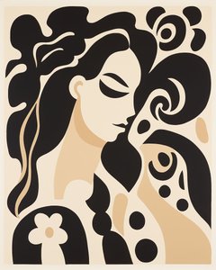 Beige y negro pintura abstracta mujer Henri matisse estilo impresiones en lienzo de F. Abderrahim