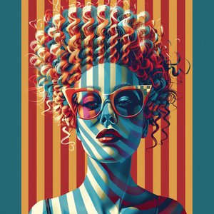 Cara de mujer rubia con grandes rizos | decoración de la pared, impresiones artísticas de F. Abderrahim