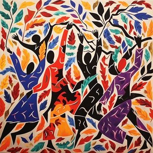 Danza de las hojas de otoño al estilo Matisse | Impresiones en lienzo personalizadas online de F. Abderrahim